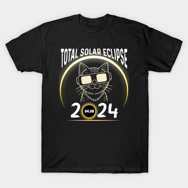 Solar Eclipse 2024 Shirt Total Eclipse April 8th 2024 Cat T-Shirt by Peter smith